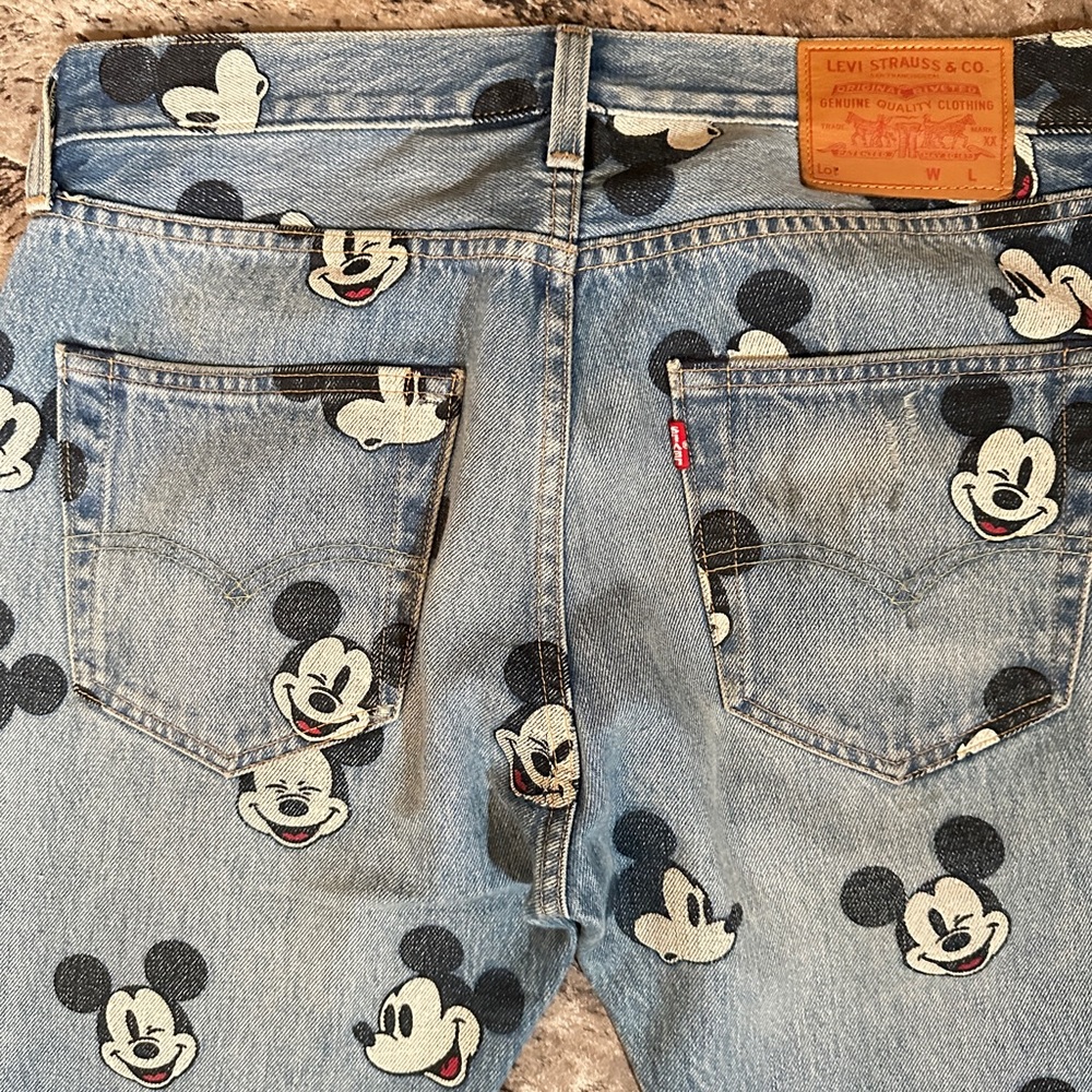 Levi's Light Blue Denim Jeans with Mickey Mouse Faces - Picture 5 of 8